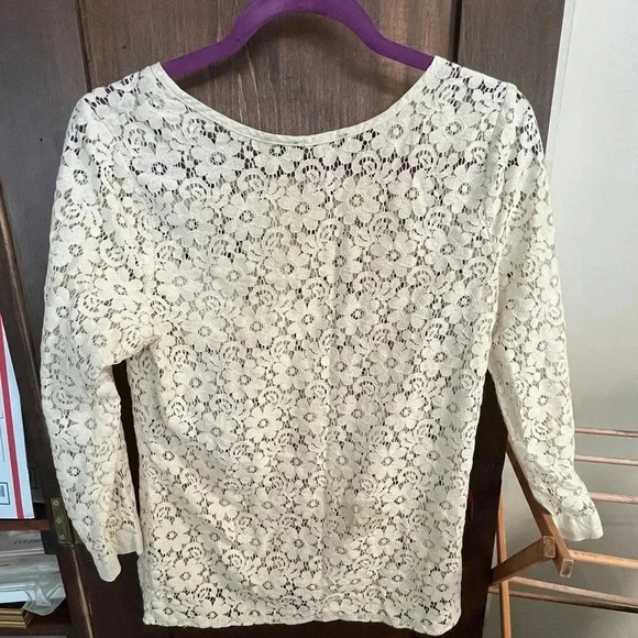 The Limited Women‎ Small Blouse Cream Cotton Lace Floral Whimsy Fairy Classic - Picture 8 of 9